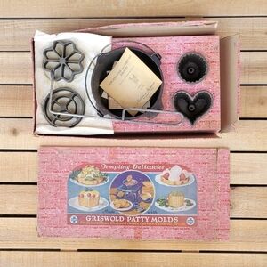 Vintage Griswold Cast Iron Patty Molds Combination Set No. 3